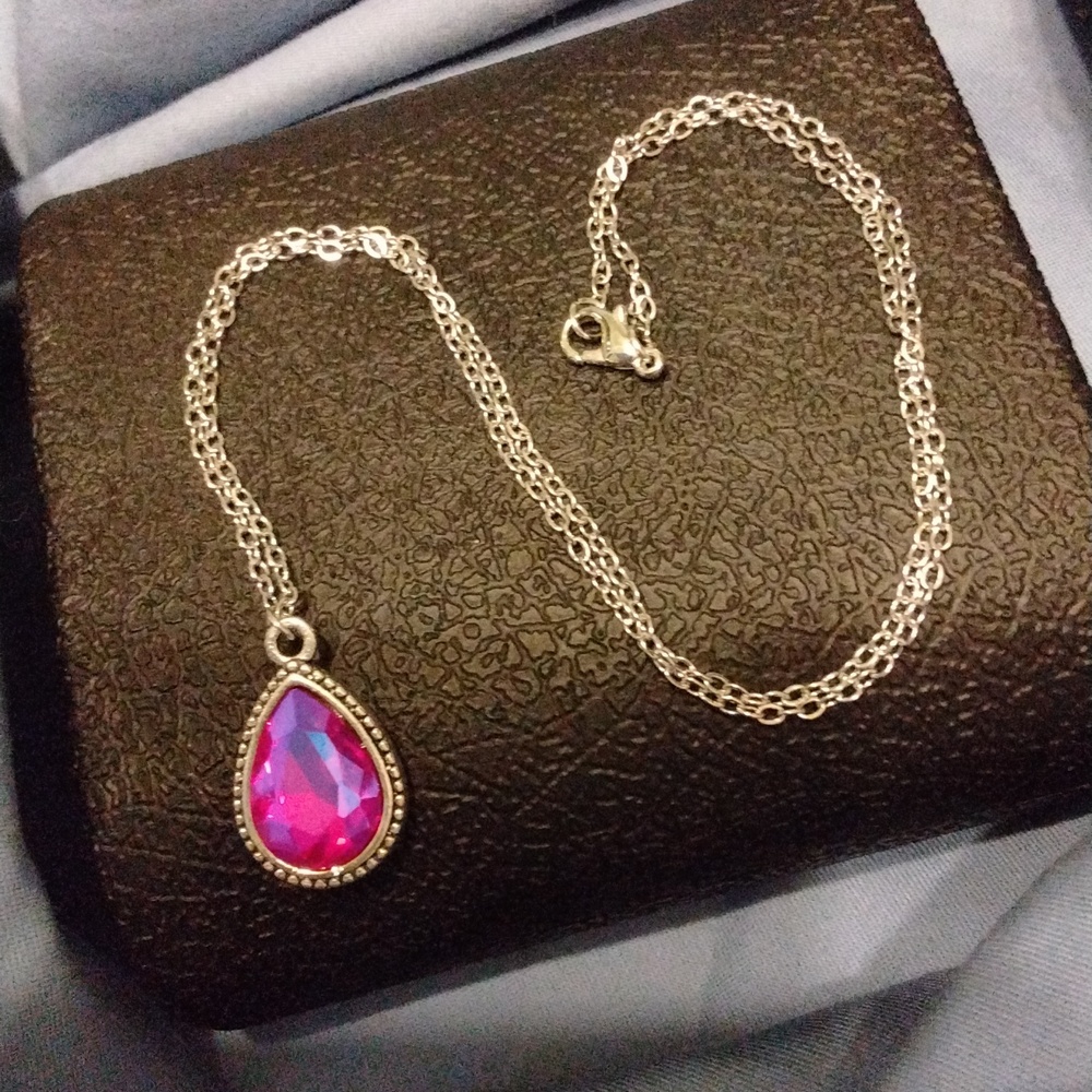 Pink Rhinestone Pendant &Necklace